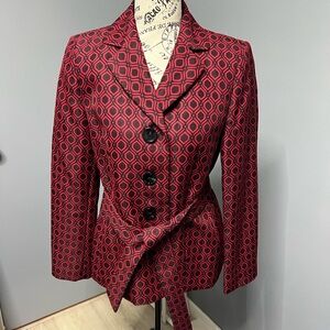 Le Suit Red and Black Patterned Blazer